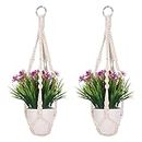 2 Pack Macrame Plant Hangers, Cotton Rope Woven Indoor Outdoor hanging plant holder Wall Hanging Planter Ceiling plants for Flower Pot, Hanging Plants Holder for Yard Garden Home Decoration, 50 cm