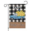 Louise Maelys Happy Father's Day Garden Flag 12x18 Double Sided, Burlap Rose Flower Truck Garden Flags Banners Vertical for Daddy Papa Grandpa Father's Day Outdoor Home Decor (Only Flag)