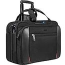 EMPSIGN Rolling Laptop Bag, 17.3 inch Computer Bag for Men & Women, Water Repellent Travel Bag with RFID Blocking Pocket, Overnight Bags with Wheels, Briefcase for Business/Commute/Travel/School-Black