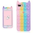 Besoar Case for iPhone 6 Plus/7 Plus/8 Plus Silicone Color Cat Cover Cute Fidget Stylish Kawaii Soft Cover Unique Design Cool Fun Funny Cases for iPhone 6/7/8 Plus 5.5" Fashion Pretty Women Girls Teen