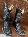 Men Cowboy Western Exotic Caiman Belly Print Square Toe
