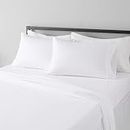 Amazon Basics Lightweight Super Soft Easy Care Microfiber Bed Sheet Set with 36-cm Deep Pockets - Queen, Bright White