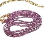 HAND_CRAFTED BEADS GEMSTONE Natural Pink Sapphire Faceted Rondelle Micro Gemstone Craft Loose Beads Strand Nekclace 18 Inch Long 3mm To 5mm YO-NECK-12656