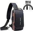 Prachit Waterproof Crossbody Bag, Anti-Theft Shoulder Bags, USB Charging Sport Sling Bag, For Outdoor Travel, Walking, Sport, Hiking, Gym Use