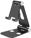 CROGIE Smart Mobile Phone Stand, Anodized Aluminum Mobile Phone Adjustable Foldable Holder Stand for All Tablet and Smartphones (Black)