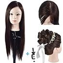 ErSiMan Mannequin Head with 100% Synthentic Fiber Hair, Mannequin Head with hair, Manikin Doll Head for Hair Styling with Table Clamp Holder + DIY Hair Styling Braid Set, Cosmetology Makeup Hairdressing Training Head (Dark Brown ) (Brown)