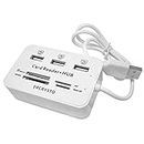 ERCRYSTO Card Reader and 3 Ports USB Hub, High Speed External Memory Card Reader (MS, Micro SD,SD/MMC,M2,TF Card), White.