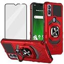 Ailiber Case for Cricket Magic 5G U6080AA, ATT Propel 5G Case with Screen Protector, Ring Kickstand for Magnetic Car Mount, Heavy Duty, Shockproof Durable Protective Phone Cover for AT&T Propel 5G-Red