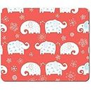 Rectangle Mouse Mat - Cute Elephant Pattern Cartoon Animals 23.5 x 19.6 cm (9.3 x 7.7 inches) for Computer & Laptop, Office, Non-slip Base #44772