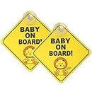 kuou 2 pcs Baby on Board Car Warning, Baby on Board Sticker Sign for Car Warning with Suction Cups