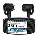 STRIGHT 25FT RV Extension Cord 30 Amp, RV Power Extension Cord NEMA TT-30P Male to TT-30R Female Heavy Duty 10 Gauge STW 3-Wire for RV Trailer Campers 125V, 3750W, ETL Listed (25FT 30AMP)