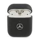 Mercedes Airpods 1 / 2 Hülle Case Cover Genuine Leather Electronic Line Schwarz