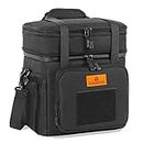 HSHRISH Double Deck Large Tactical Lunch Bag for Adults, Leakproof Insulated Lunch Bag with Shoulder Strap, Lunch Cooler Box for Men Work Outdoor Picnic Trips,Black