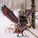 Garden Owl Sculptures & Statues, Standing Metal Bird Yard Art Sculpture