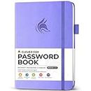 Clever Fox Password Book with alphabetical tabs. Internet Address Organizer Logbook. Medium Password Keeper for Website Logins (Lavender)