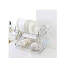 St@llion 2 Tier Stainless Steel Dish Drainer, Storage Rack with Drip Tray Dish Drainer Holder for Plates Mug Cup Glass Cutlery and Kitchen Accessories (Chrome)