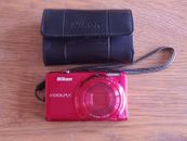 NIKON CoolPix S6500 Red Digital Camera 12x Opt Zoom-WiFi , Near Mint