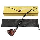 KAFpipeWorkshop Tobacco Smoking Pipe Model KAF218 Churchwarden Style Wooden Handmade Dublin Shape Bowl from Pear Wood with Acrylic Stem, Gift Box, Pouch (Ukraine)