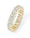 PAVOI 14K Yellow Gold Plated Rings Oval Cubic Zirconia Love | 5mm Stackable Yellow Gold Rings | Women Size 8