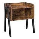 VASAGLE Nightstand, End, Stackable Side, Coffee Table with Open Front Storage Compartment, Retro Rustic Chic Wood Look, Accent Furniture with Metal Legs, Vintage LET54X, 42 x 35 x 52 cm