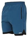 GYMIFIC Sports Training Running Dry Fit Solid Shorts for Men (M, T-Blue)
