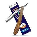 Organim care products Straight Edge Wooden Barber Folding Shaving Razor Round Handle