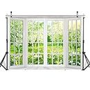 LYWYGG 7x5FT Spring Backdrop White Window Backdrop Video Conference Photography Background Outdoor Landscape Backdrop Home Office Backdrop Home Decoration Indoor Realistic Backdrop CP-472