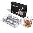 Ice cubes, Stainless steel ice cubes set, reusable ice, wine chiller, fast chilling, whisky stone,bar ware tool sets, prefect for wine and other beverage (8, Silver)
