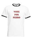 T-shirt divertente con scritta in lingua inglese "Vote For Pedro", dal film Napoleon, per travestimenti White/Black Ring L
