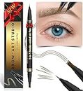 iMethod Microblading Eyebrow Pencil - Brow Pencil 2-in-1 Dual-Ended Eyebrow Pen with 3-Prong Micro-Fork-Tip Applicator and Precise Brush-Tip Create Natural-Looking Brows, Stay on All Day, Light Brown