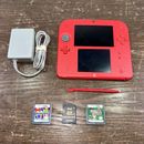 Nintendo 2DS Handheld System - Crimson Red Mario Kart Included (Digital) Tested!
