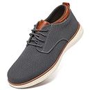 VILOCY Men's Wide Casual Dress Oxfords Business Shoes Fashion Sneakers Mesh Breathable Comfortable Walking Shoes Grey,EU44