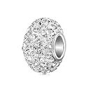 Luluadorn Sparkling Clear White Crystal Charm Compatible with Pandora Charms Bracelets