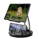 coku Adjustable Desktop Tablet Stand 2 in 1 Mobile Phone & Tablet Holder Sturdy & Heavy Metal Base with Cable Organizer Clips for Tab, Tablet & Smartphone