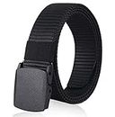 ZORO Men's Nylon Fabric Belt for Men, Plastic Flap Buckle, fits on upto 40 inches waist size (Black, 1)