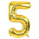 Propsicle 16 inch Birthday Foil 5 Number Helium Balloon Party Decoration Golden Pack of 1 | 5 Year No. Balloons Birthday/Anniversary | Five Number