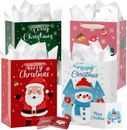 4Pack 13" Large Christmas Gift Bags with Tissue Paper,Xmas Gift Bag Presents,