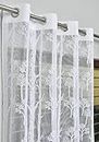 Ami Creation Tissue Net Leaf Print Cloth Fabric for Curtains Sofa Cover Table Cover Sheer Curtain Fabric Cloth Transparent Unstiched Fabric Material (2 Meter, White)