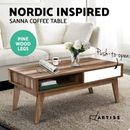 Artiss Coffee Table Storage Tables 2 Drawers Shelf Scandinavian Wooden White