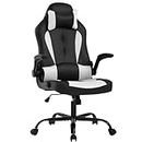 PayLessHere Gaming Chair Desk Chair Gamer Chair Ergonomic Office Chair With Lumbar Support Padded Up Arms Adjustable Headrest Pu Leather High Back Office Chair Gamer Chair For Adults Women Men (White)