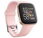 Ouwegaga Classic Band Compatible with Fitbit Versa 2/Versa/Versa Lite Bands for Women Men, Soft Silicone Replacement Waterproof Strap for Versa 2/Versa/Versa Lite Smartwatch, Pink Small
