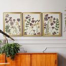 Red Barrel Studio® Pressed Flower Arrangement IV - 3 Piece Picture Frame Painting Set on Canvas Canvas, in Black/Blue/Green | Wayfair