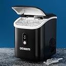 Devanti Ice Maker Machine, 1.1L 15KG Portable Countertop Icemaker Cube Makers Commercial Home Office Kitchen Appliances, Electric Fast Freeze Self Cleaning with Scoop and Removable Basket Black