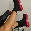 Damen Plateau Stiefeletten Freizeit Schuhe Chelsea Punk Slip On Blockabsatz Pump