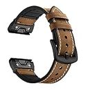 ISOUDE 22/26mm Leather Strap For Garmin Fenix 6/6X Pro Replacement Quick Release Watchband For Fenix 5/5X Plus/MK 1 Smart Watch Band (Color : B, Size : For Forerunner 935 945)