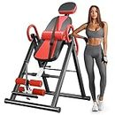 YOLEO Heavy Duty Inversion Table for Back Pain Relief with Adjustable Protective Belt 2023 Upgraded Inversion Foldable Heavy Duty up to 300 lbs, Red02