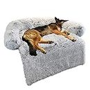 Calming Dog Bed Fluffy Plush Dog Mat for Furniture Protector with Removable Washable Cover for Large Medium Small Dogs and Cats (Large, Light Grey)