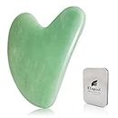 Flagest Gua Sha Facial Tool - Nature Jade Stone Guasha Massage Tool - Nature Jade Stone for Scraping Facial and SPA Acupuncture Therapy - Heart Shape Jade Trigger Point Treatment on Face (Jade)