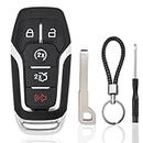 Key Fob Case Replacement for Ford F150 F250 F350 Fusion Mustang Explorer Edge Lincoln MKZ MKC MKX 2014 2015 2016 2017 5 Button Pad Cover Keyless Entry Remote Control Smart Car Key Fob Shell