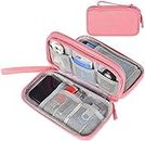 Portable Storage Pouch Bag, Universal Double-Layers Cable Organizer Case Pouch Electronic Accessories Storage Bag Compatible with Hard Drive, Cable, Power Adapter, Cell Phone, Mouse, Cosmetics, Pink
